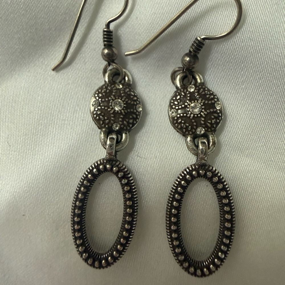 Brighton Silver Textured Oval Earrings